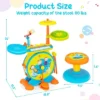 Costway 2-in-1 Kids Electronic Drum Kit Music Instrument Toy W/ Keyboard Microphone Blue -Best Toys Store GUEST ff734f7f b07f 4c81 aba1 756a31682b76